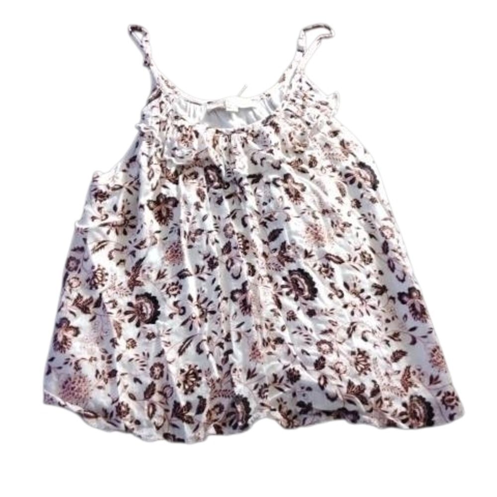 LOFT White and Pink  Floral Tank Top (386)